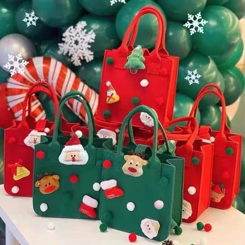 Large-Capacity Felt Christmas Gift Bag Creative Santa Claus Sack Gift Presents Bag Christmas Tree Candy Bag Gift Bag Xmas Decor