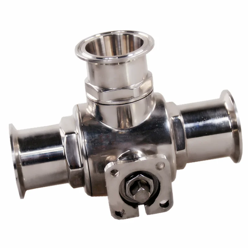 38 51 Sanitary-grade Pneumatic Fast-loading Three-way Ball Valve 304 Stainless Steel T Type ball Valve