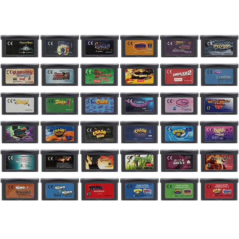 

32 Bit Video Games Cartridge GBA Game Console Card Crash Spyro Driver Alien Hominid for Fans Gift