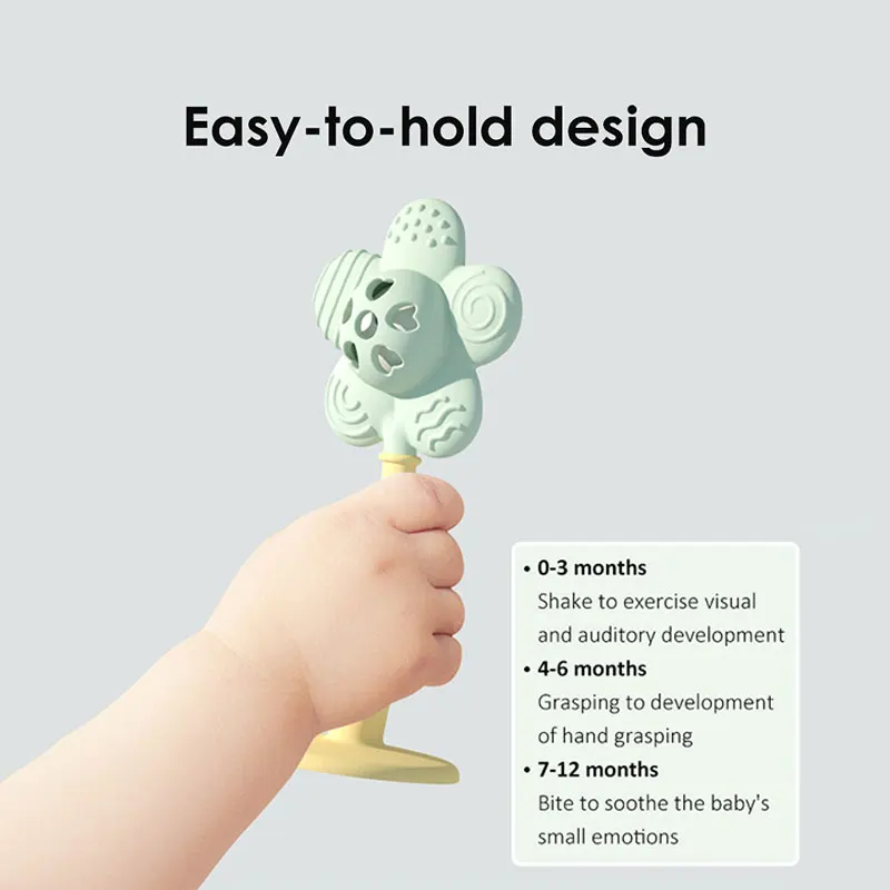 1 sonajero y mordedor de silicona. |   Juguete sensorial infantil para 0-6 meses |   Sin BPA y seguro