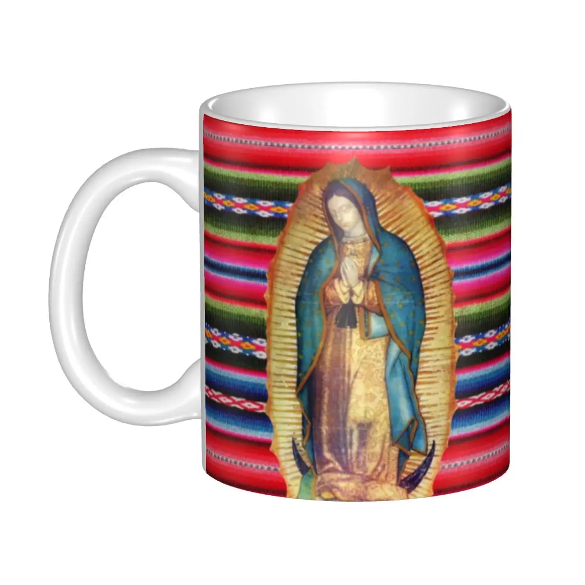 Guadalupe Virgin Mary With Flowers Coffee Mugs DIY Customized Catholic Ceramic Tea Milk Mug