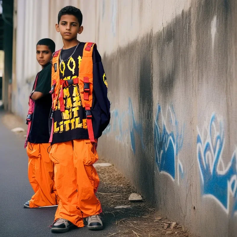 Hiphop Repetitiekleding Lente Zwart T-shirt Oranje Phat Patns Jazzdans Motorpak Skateboard Sportkleding 8 10 12 14