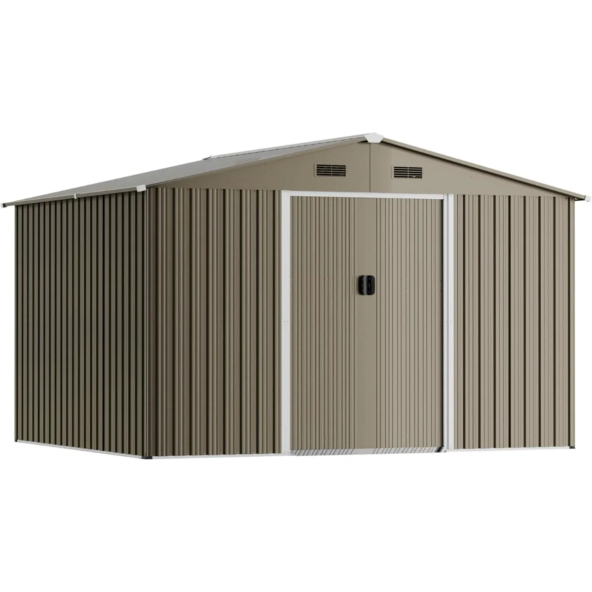 

10FT x 8FT Outdoor Storage shed, Waterproof Lockable Door Metal Tool shed with Sliding Door, Gardening Tool Storage Room