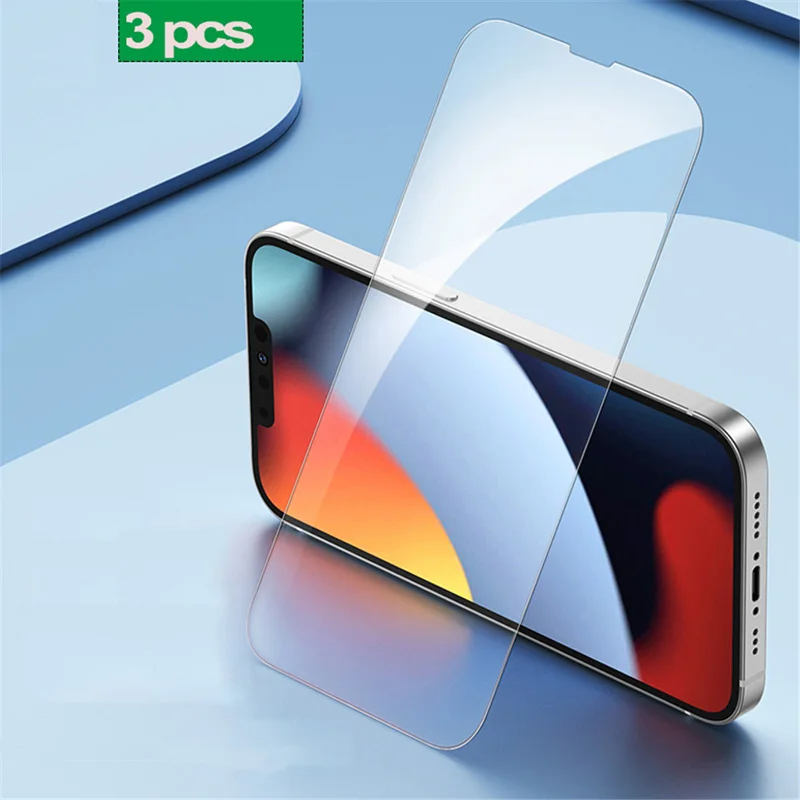 3Pcs Tempered Glass for iPhone 15 14 Plus 13 12 Mini 11 Pro Xs Max XR Phone Screen Protector Display Protective Glass Shield 10H