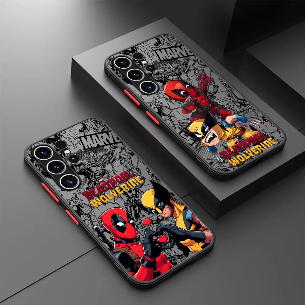 Luxury Marvel Deadpool And Wolverine Cartoon Case for Samsung Galaxy S24 Ultra S9 S22 Plus S20 FE S23 Ultra S21 S10 Lite Cover