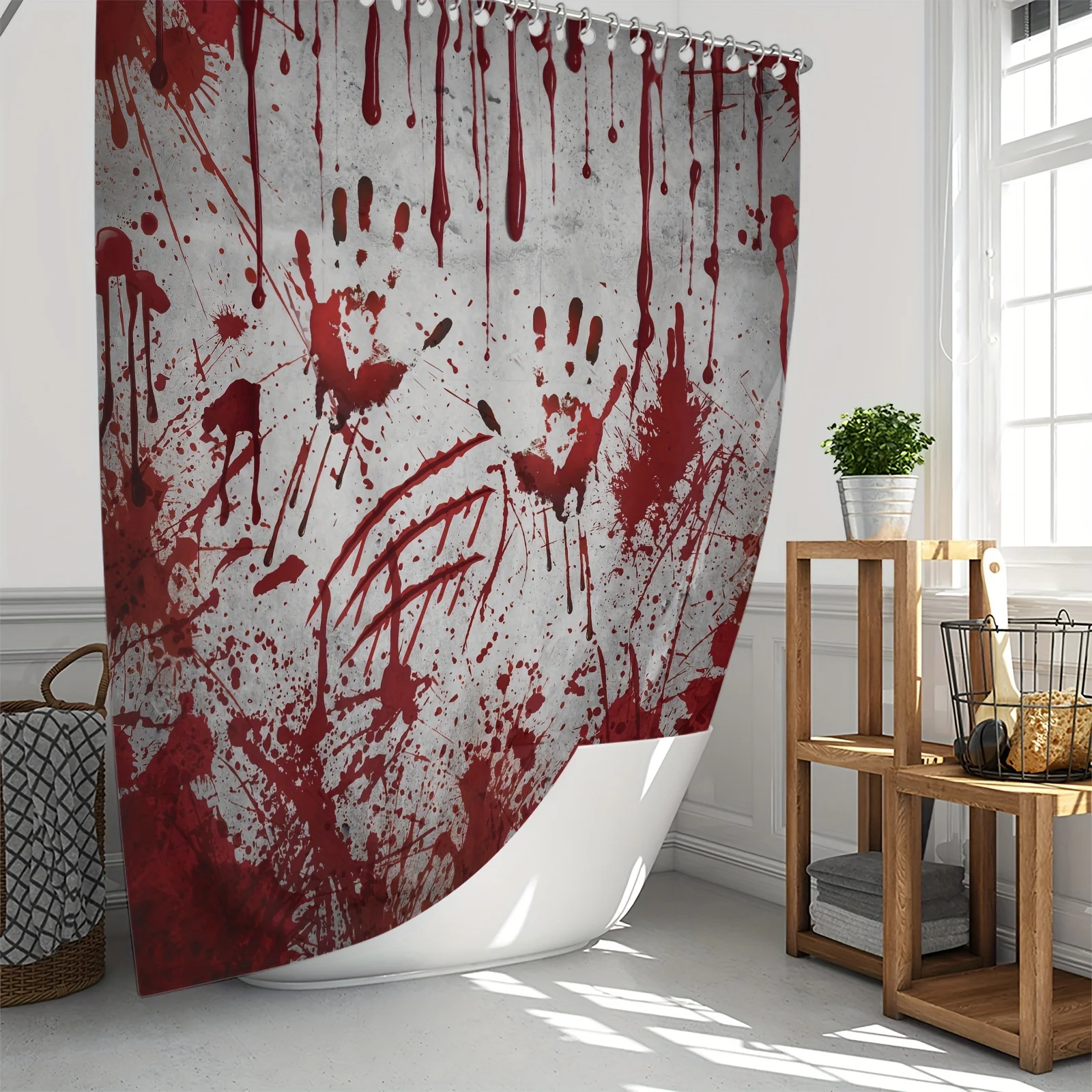 Chilling Bloodstain Mystery Wall Tapestry for Bold Home Decor, Featuring a Hauntingly Realistic Design of Vivid Red Blood