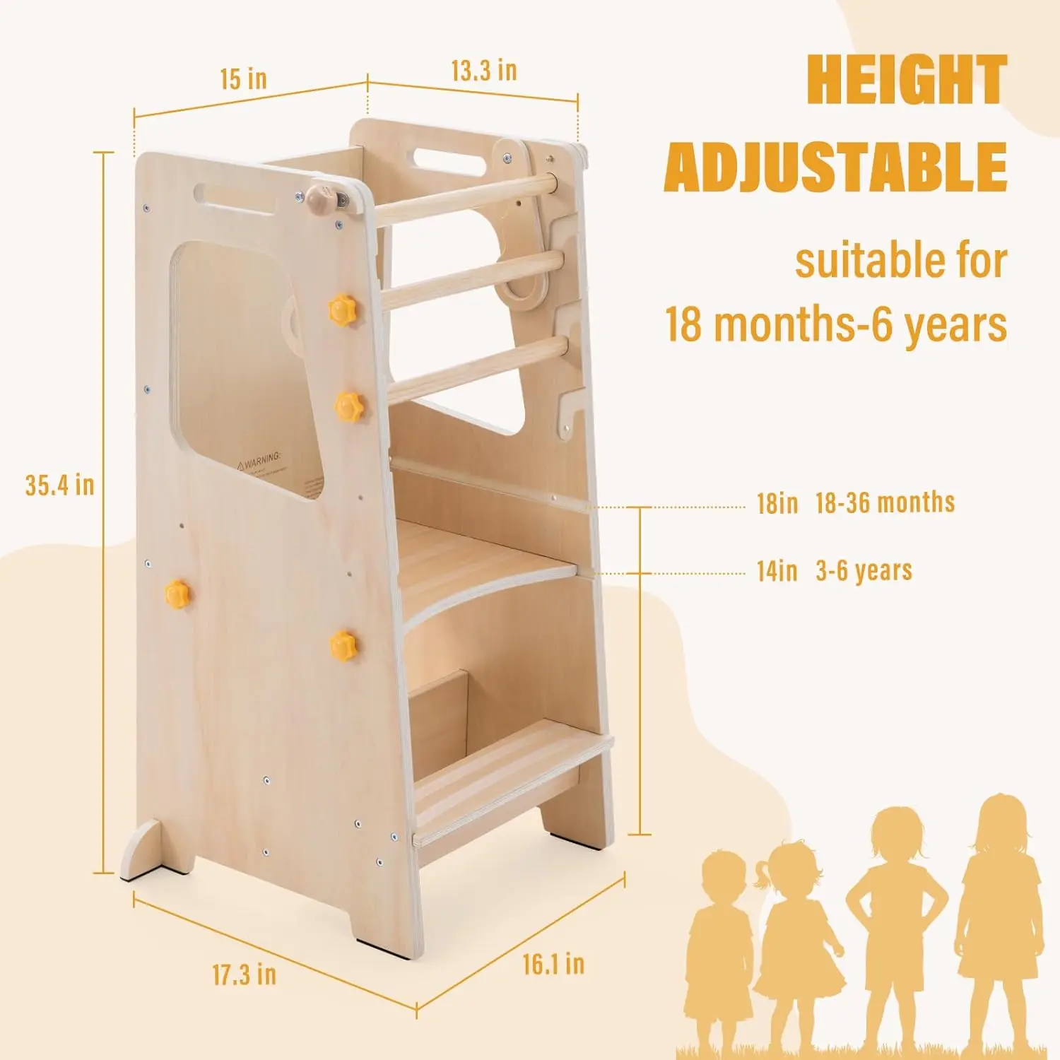 Standing Tower, 4 in 1 Toddler Kitchen Stool Helper with Whiteboard,Toddler Step Stool with Convertible Table and Chair, Toddler