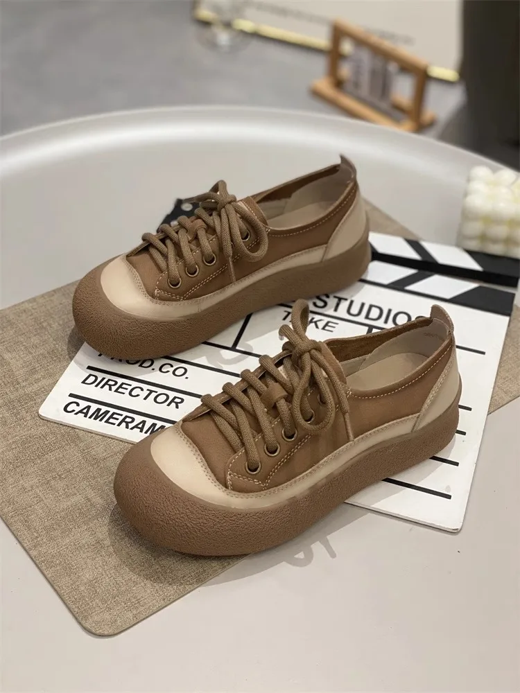 Weiche Lederschuhe mit dicker Sohle, die die Körpergröße optisch erhöhen, vielseitige Canvas-Schuhe, neuer Herbststil, bequeme, weiche Sohlen, Freizeit-Sportschuhe. – Detail 6