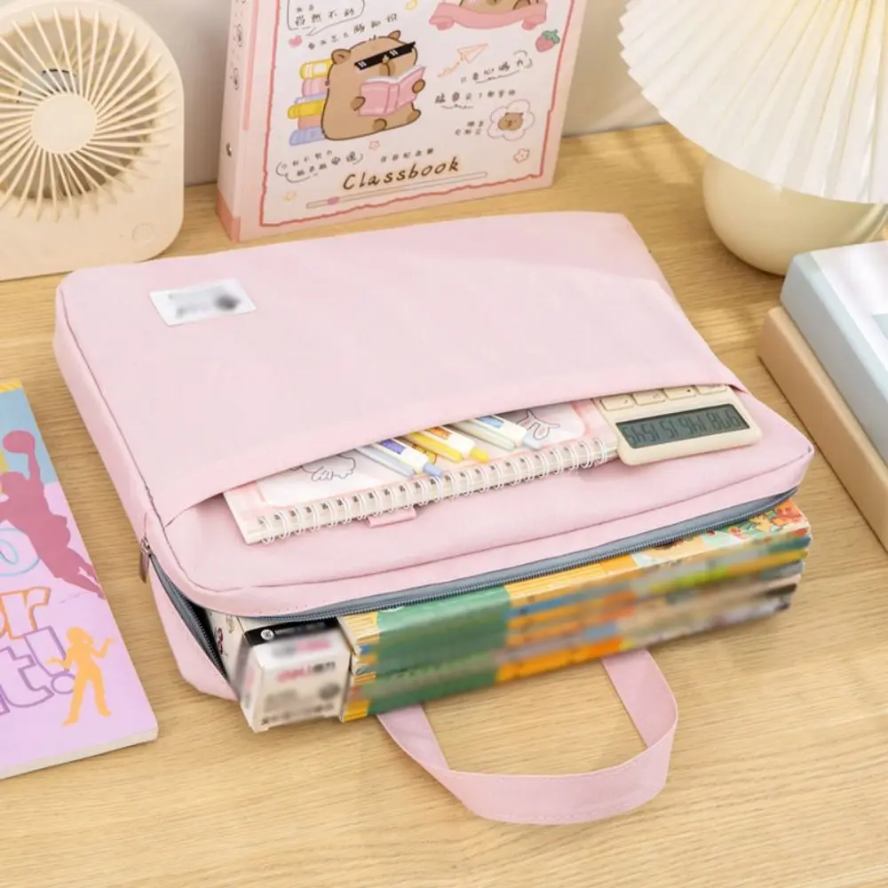 Large Capacity Document Storage Bag Double Layer Waterproof Book Storage Bag with Handle Oxford Cloth A4 File Organizer