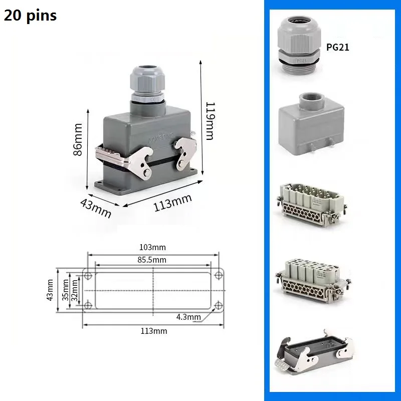 Variant: 20 pins top line