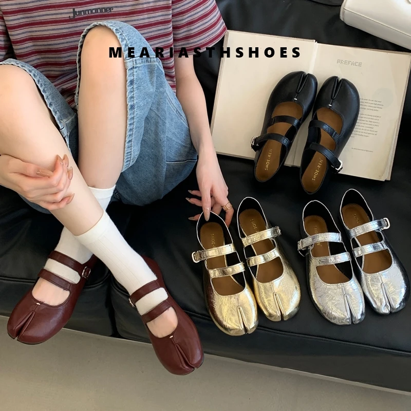 

2026 Summer Split Toe Ballet Flats Fashion Buckle Strap Shallow Loafers Shoes Casual Comfort Mary Jane Shoes Luxury Tabi Sandals