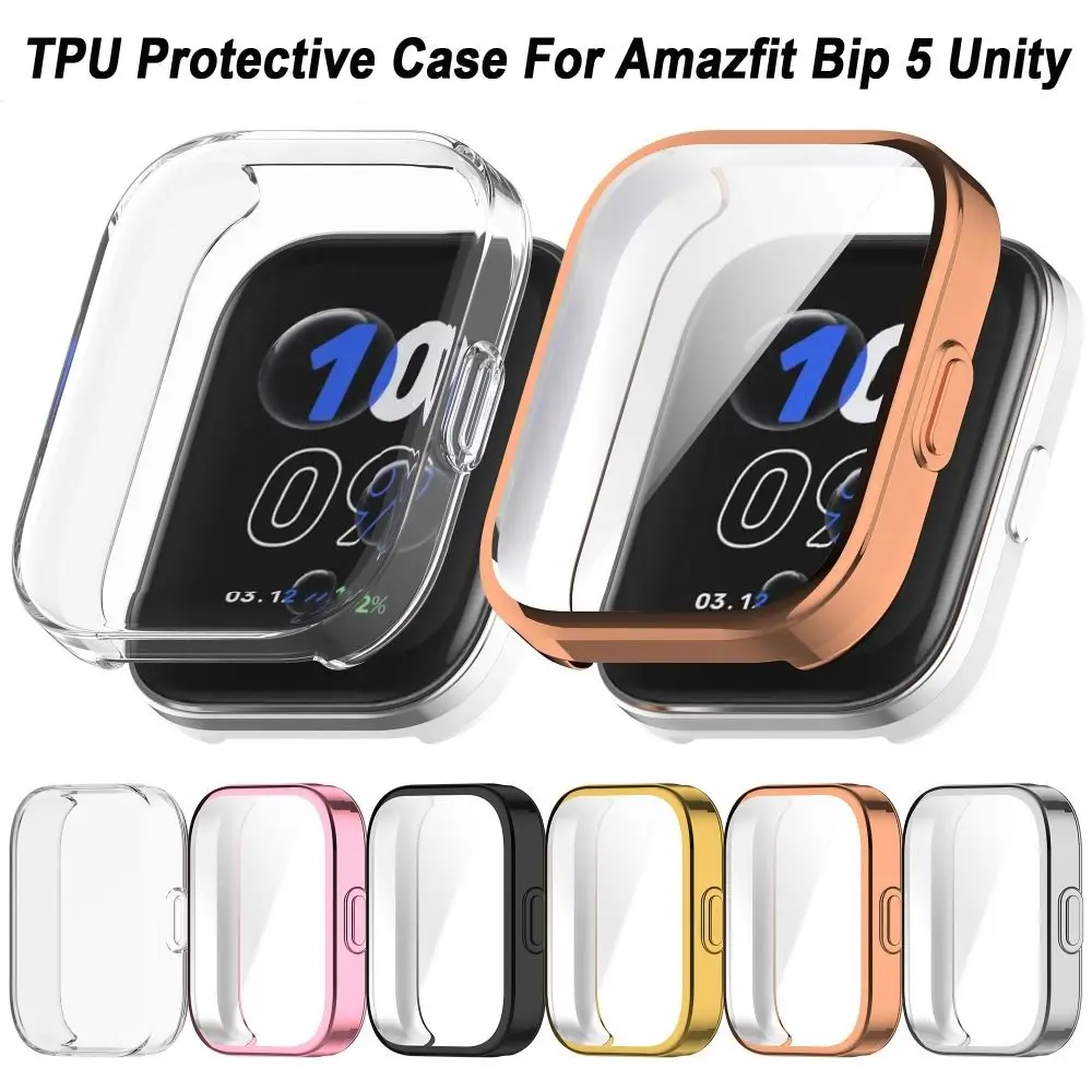 Amazfit Bip 5 unity用tpuスクリーンプロテクター,傷防止,フルカバー,保護シェル,スマートウォッチアクセサリー,メッキ