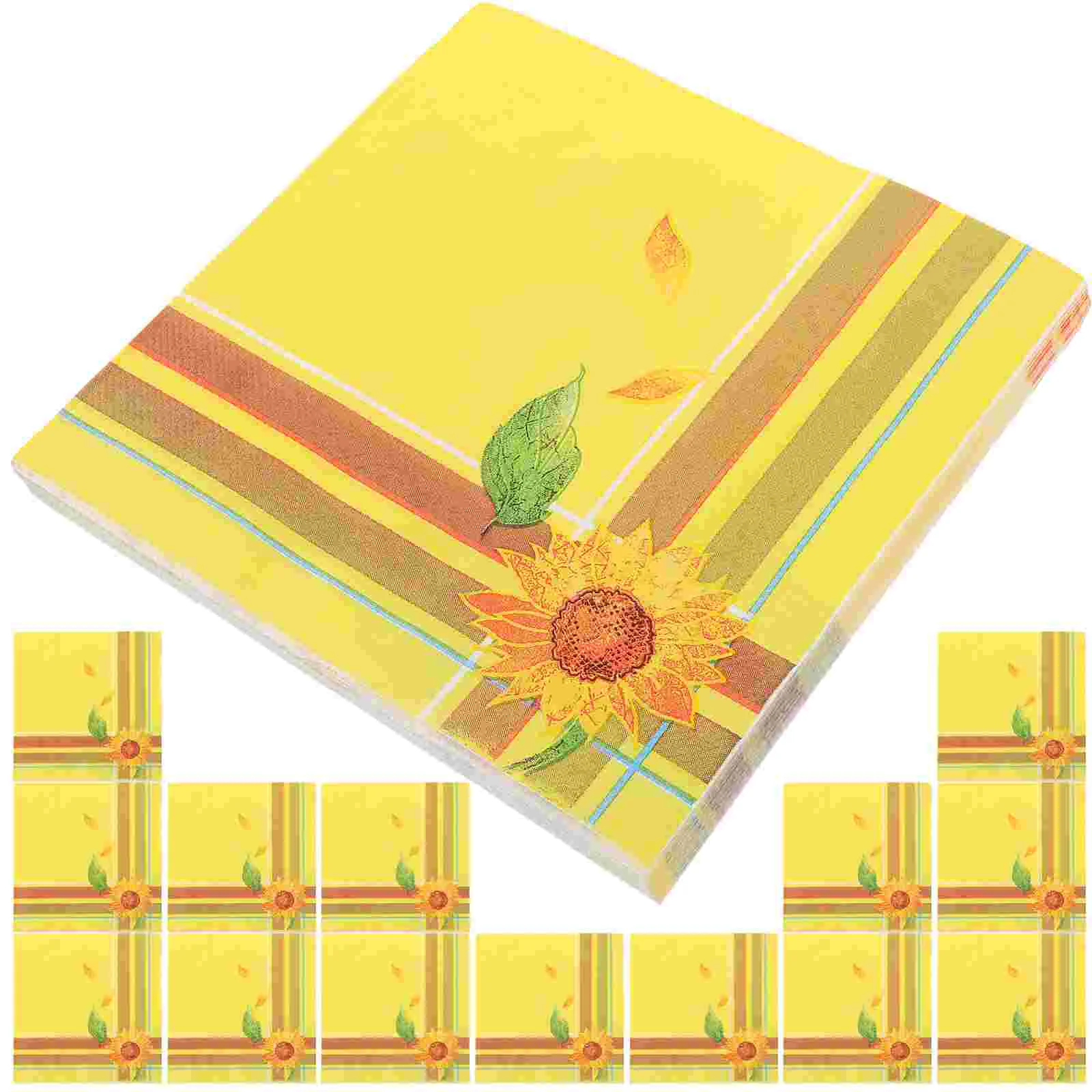 

100 Pcs Sunflower Decorations Daisy Printed Napkin Disposable Dinner Party Colored Napkins