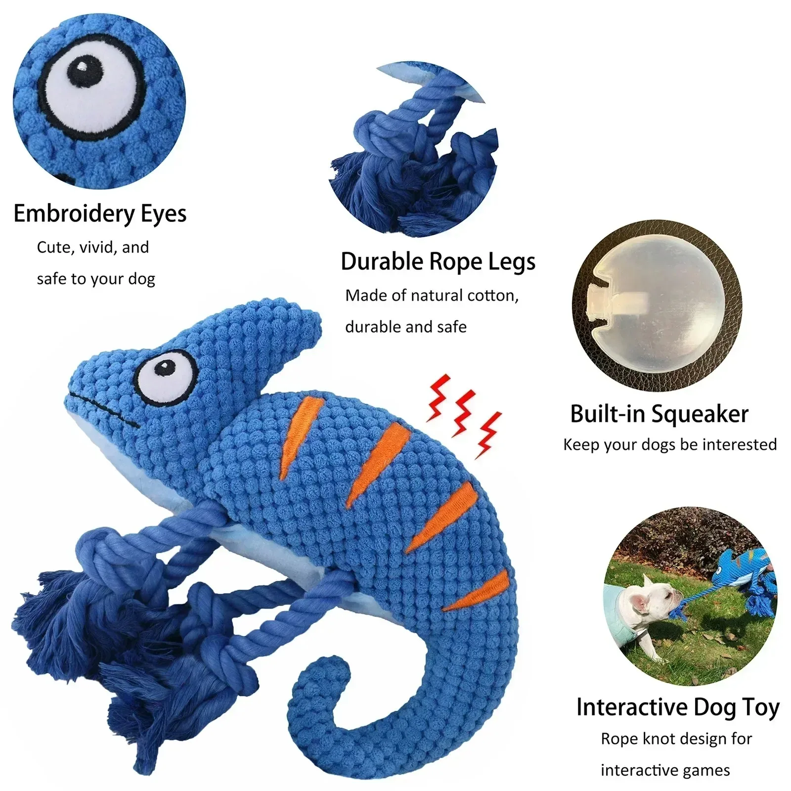 

New Dog Toys for Small Large Dogs Chameleon Plush Dog Squeaky Toy Puppy Chew Toys Bite Resistant Pet Toy For Dogs Squeaker Toys