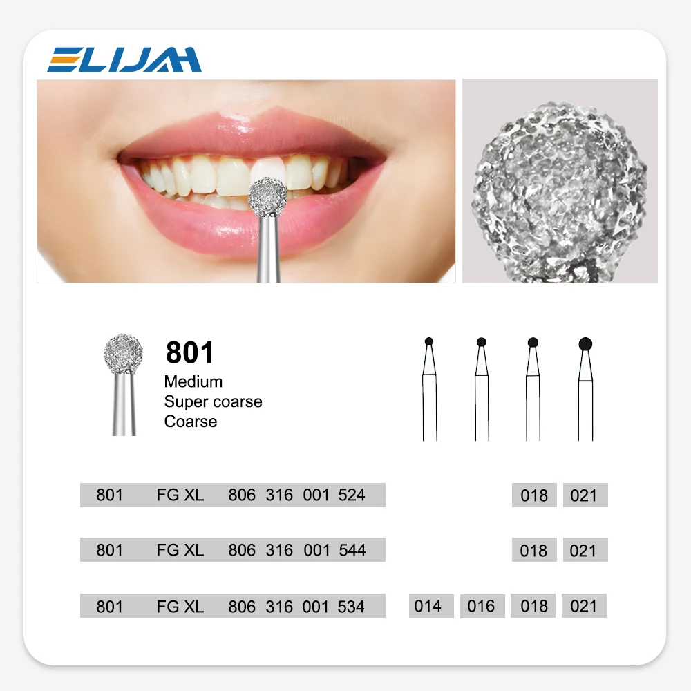 ELIJAH 10pcs/pack Extra Long Dental Diamond Burs 25mm FG Dia-burs 1.6mm Shank for High Speed Handpiece Burs Dentist Tools