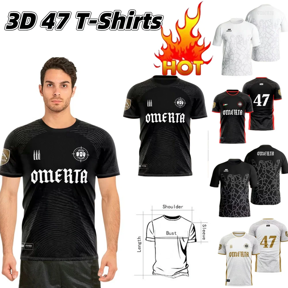 Omerta Boxing Fans Summer 3D Print 47 T-shirt Mens Casual Black White Top Y2k Clothes Man Round Neck Short Sleeve