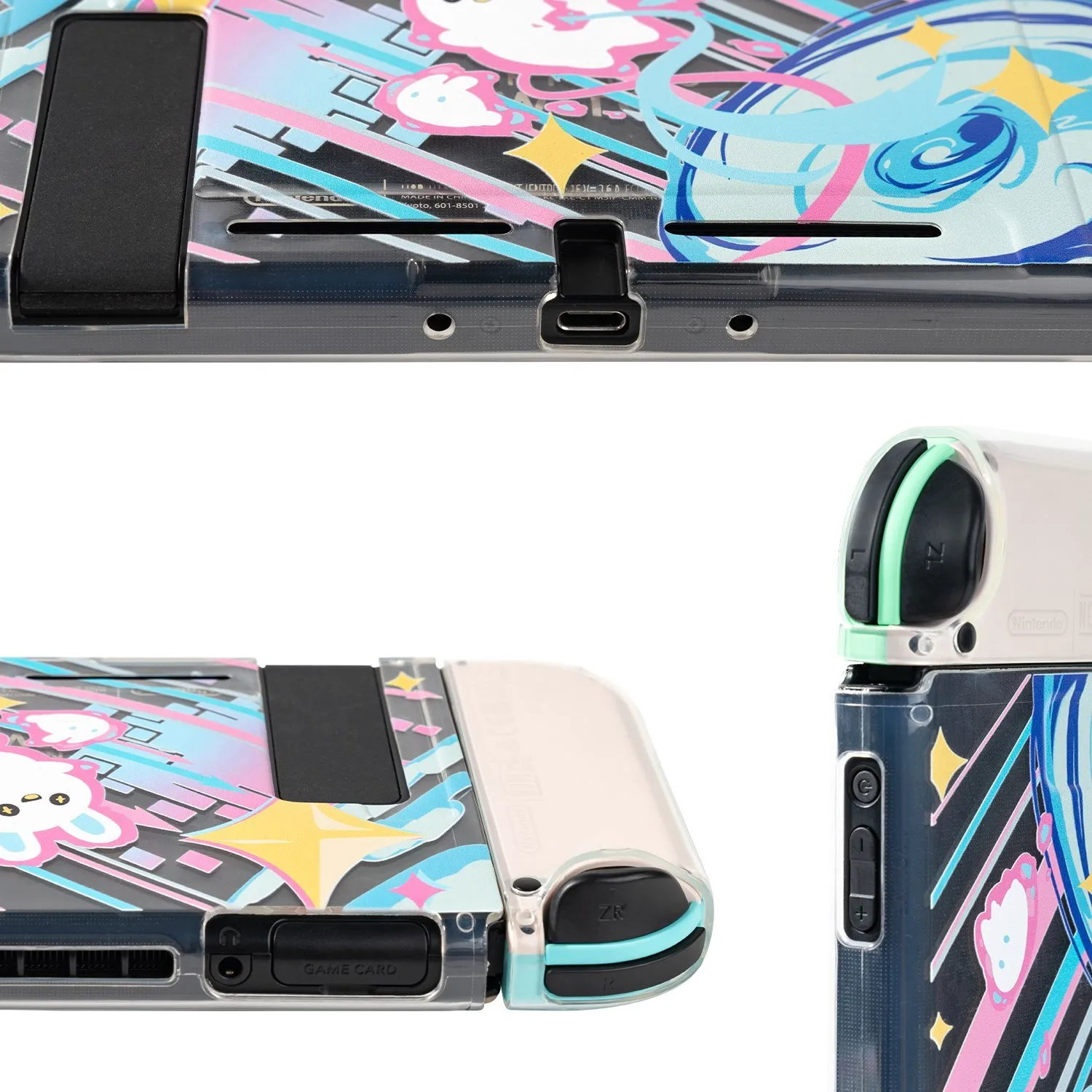 GeekShare 닌텐도 스위치 보호 커버, NS 분할 투명 TPU 소프트 쉘, 초박형 핸들 커버, 게임 콘솔 액세서리