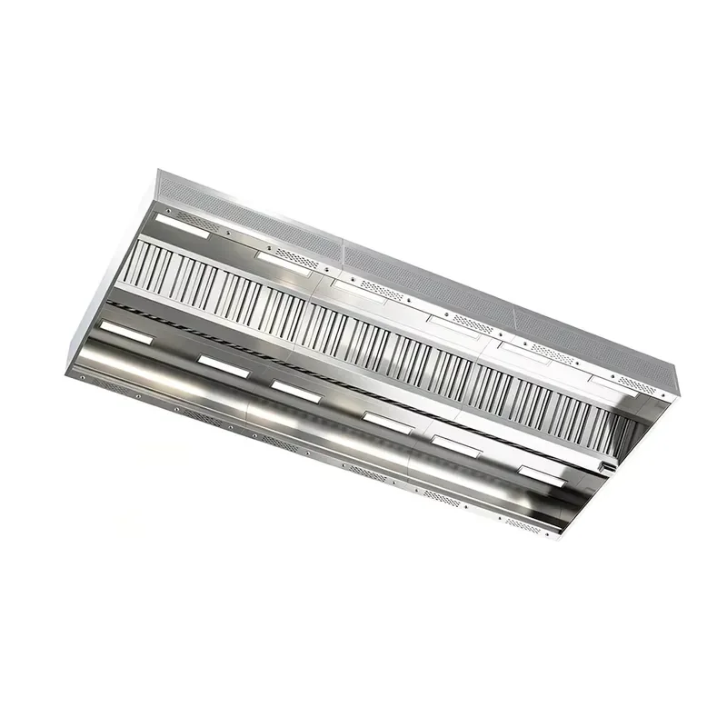 for Commercial Kitchen Stainless Steel Island Range Hood with Fresh Air Supply LED Lights for Restaurant Hotel Catering