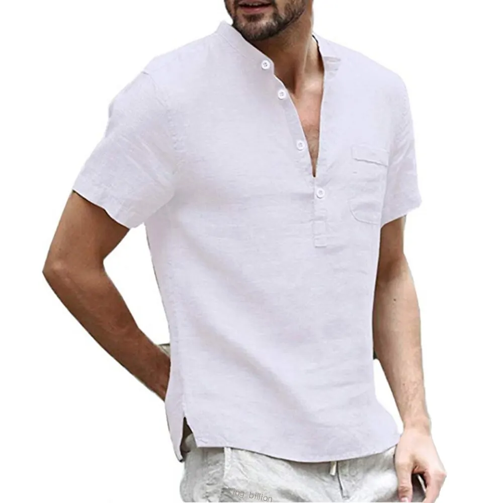 New Summer Men\'s Short-Sleeved T-shirt Cotton and Linen Led Casual Men\'s T-shirt Shirt Male Breathable