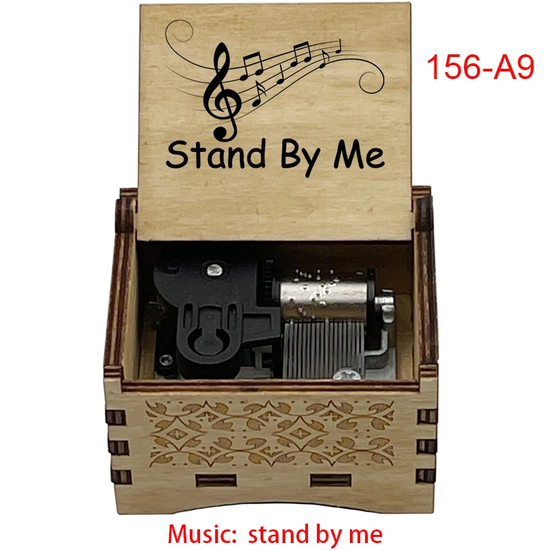 Wind Up Music Box Stand By Me Musical Theme from Singer Ben Famous Song Special Wooden Gift for Family Friends Birthday Festival