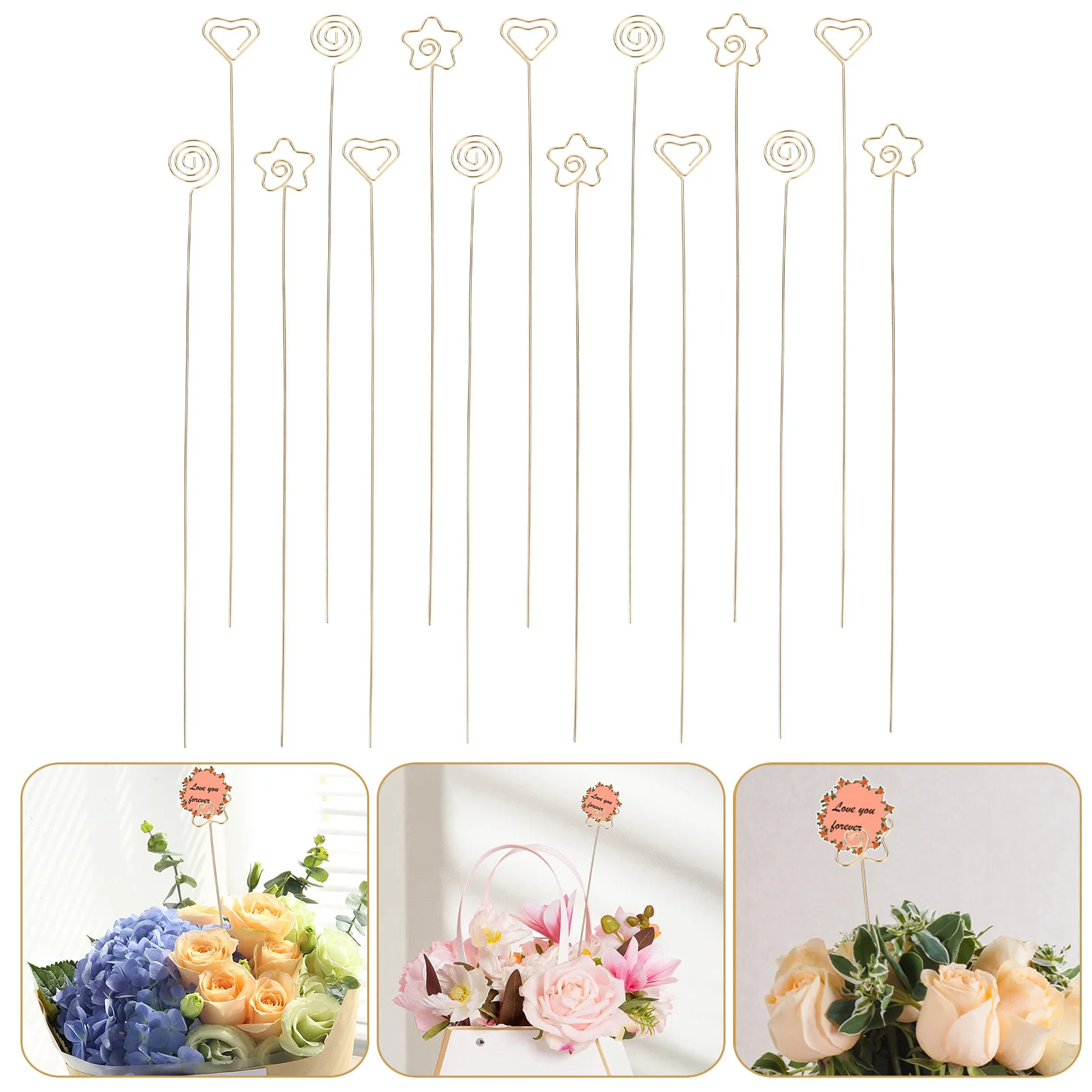 30-teiliges Set mit Blumenstrauß-Clips aus Metall, Stahldraht, Blumen-Picks für die Herzstück-Display, dekorative Blumen-Kartenhalter, florale Stahl-Picks