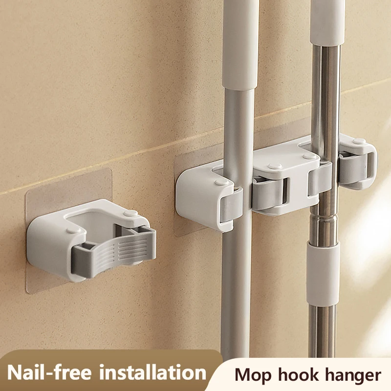 Multi-functional Magic Mop Holder Broom Holder Mop Clip Hooks Bathroom Hooks Broom Storage Hangers