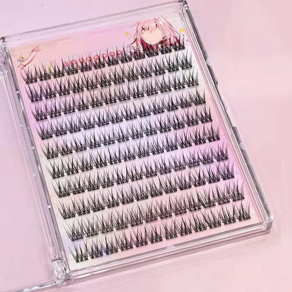 Pestañas postizas de cola de pez sin pegamento, extensión de maquillaje falso de Manga Natural, luz coreana cómoda y segmentada, pestañas DIY E3O8