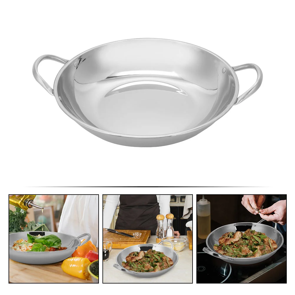 

Cookware Stainless Steel Pot Household Metal Wok Wear Resistant Fry Frying Pan with Lid