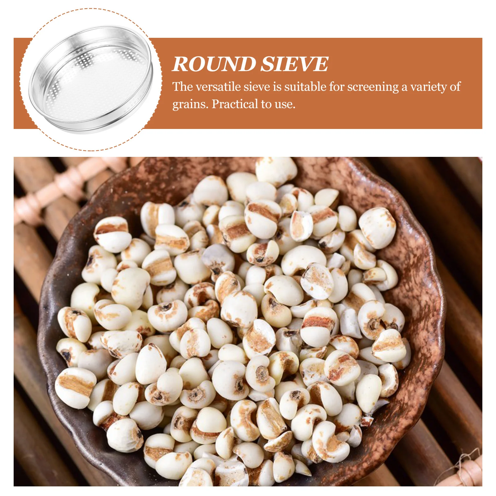 

Grain Screening Sieve Stainless Steel Metal Durable Round Sifter for Rice Inspection Grain Sampling Kitchen Sieve Manual Soil
