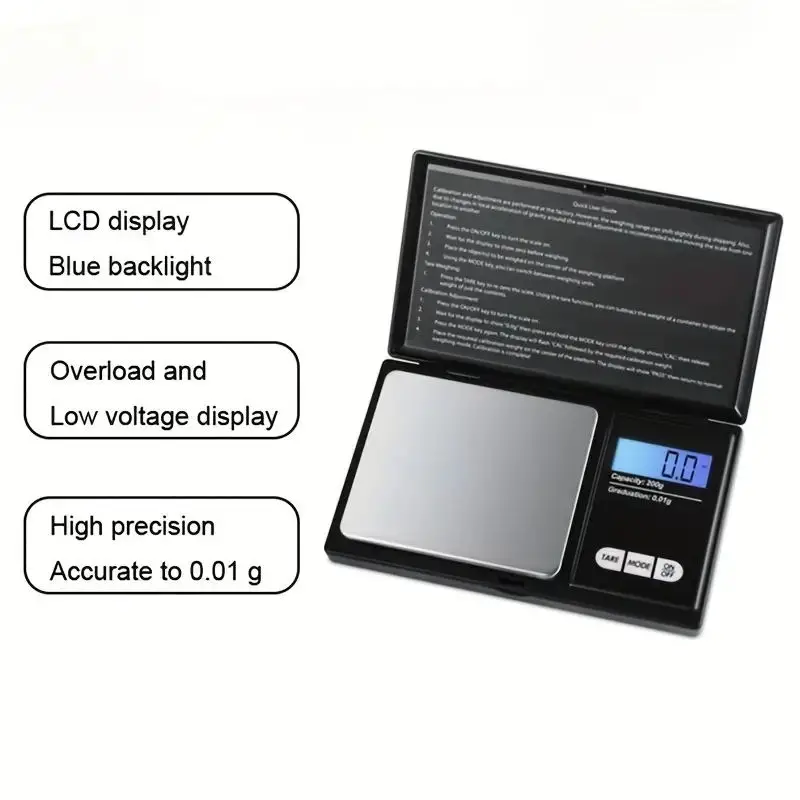 1pc Jewelry Mini Stainless Steel Electronic Scale Digital Pocket Scale Gold Gram Balance Weight Scale Portable Pocket Scale