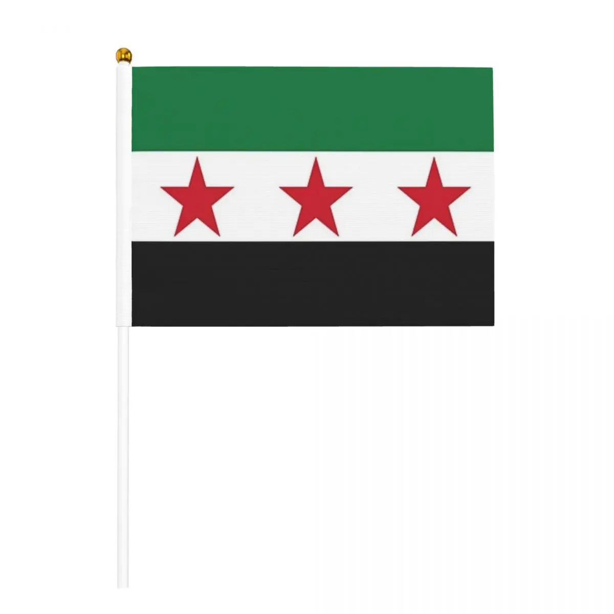 10 Pack Syria Flag I Love Syria Handheld Flags 5.5x8.3 Inch Golden Spear Top Stick Flags