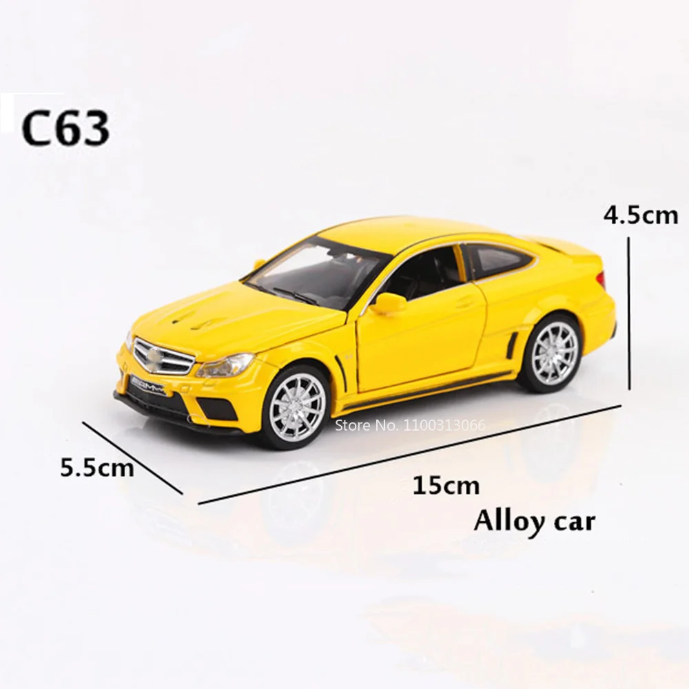 1/32 Scale Metal C63 Toys Model Cars with Light and Sound Car Toy Rubber Tires Vehicle Diecasting Models for Child Birthday Gift