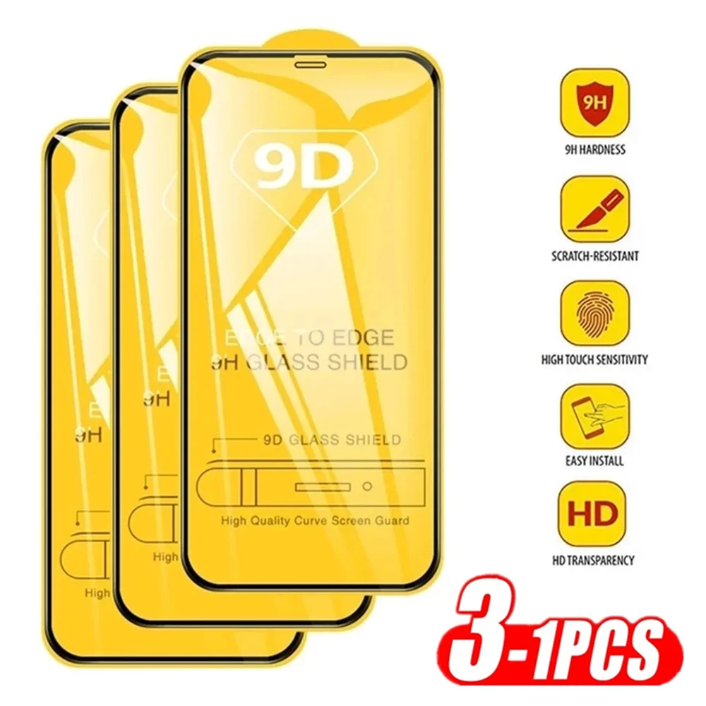 

1-3PCS 9D Full Cover Screen Protector For Xiaomi Redmi A5 A4 A3 Pro 14C 13C 15C 12 10 9T 9A 9C NFC 9 7 Protective Tempered Glass