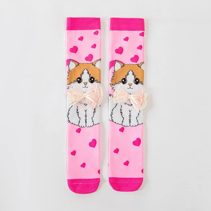 Cartoon-Hasen-Mädchen-Jungen-Strümpfe Lustige 3D-Großohren/Katze/Blumen Kindersocken Party Festival Kinder Lange Socken Kniehohe Socken – Detail 10