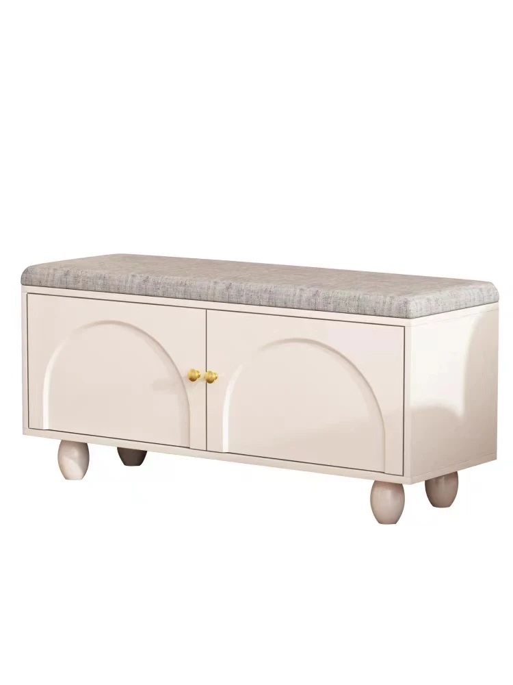 New cream style shoe changing stool and shoe cabinet can be used for sitting at the doorstep of households