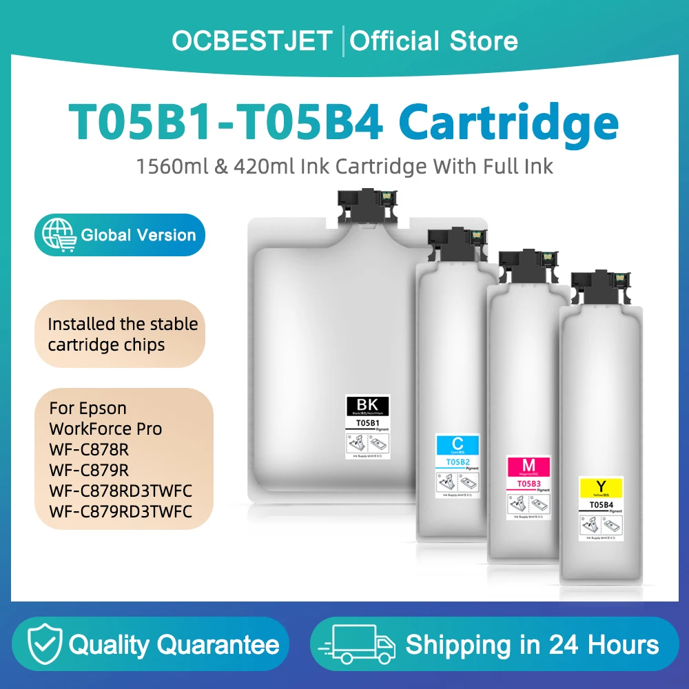 European T05B T05B1 T05B2 T05B3 T05B4 Ink Cartridge With Pigment Ink For Epson WorkForce Pro WF-C878R WF-C879R Printer Ink Bag
