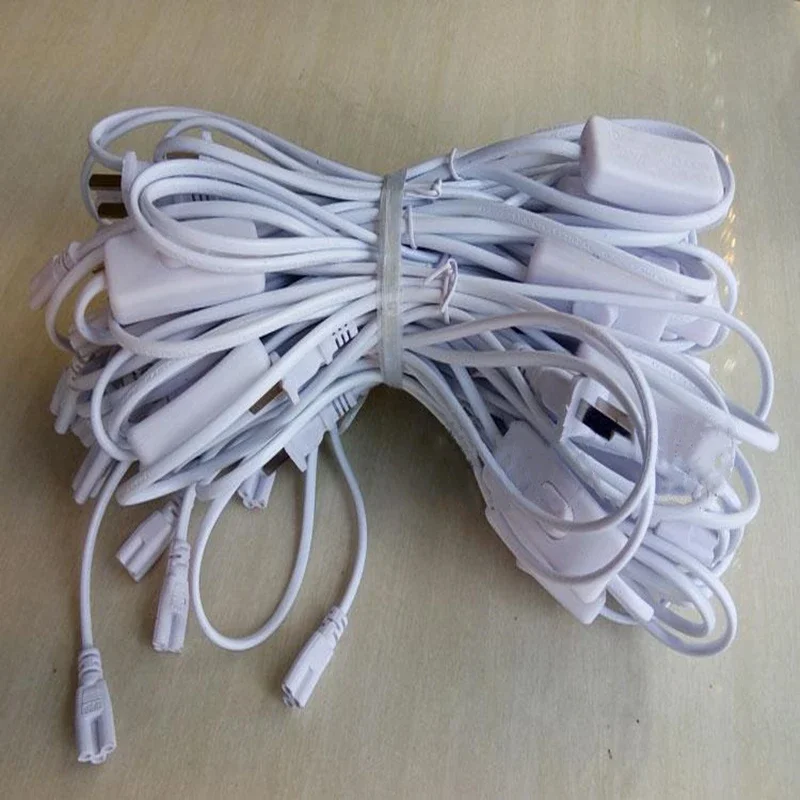 

5pcs/lot LED Tube Light Fixture Connection Extension Cord Pure Copper Cable T5T8 LED Tube Connector 3 pin With Switch Power Plug