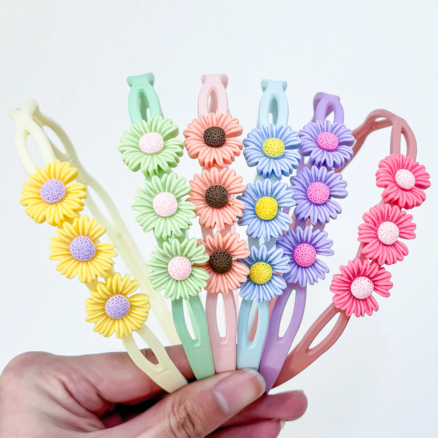 6PCS Girls Flower Headbands Candy Color Plastic Teeth Hairbands Kids Floral Hairband Family Decoration Party Hair Accessories