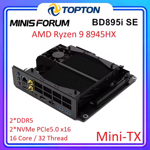 MINISFORUM Gamer Motherboard BD895i SE Mini ITX AMD Ryzen 9 8945HX 2xDDR5 2xM.2 NVMe PCIe5.0 x16 2.5G LAN 16C/32T CPU Mainboard