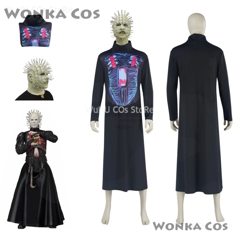 Hellraiser pinhead máscara de terror festa carnaval máscaras cabeça prego cosplay traje masculino filme cosplay máscara halloween máscaras assustadoras