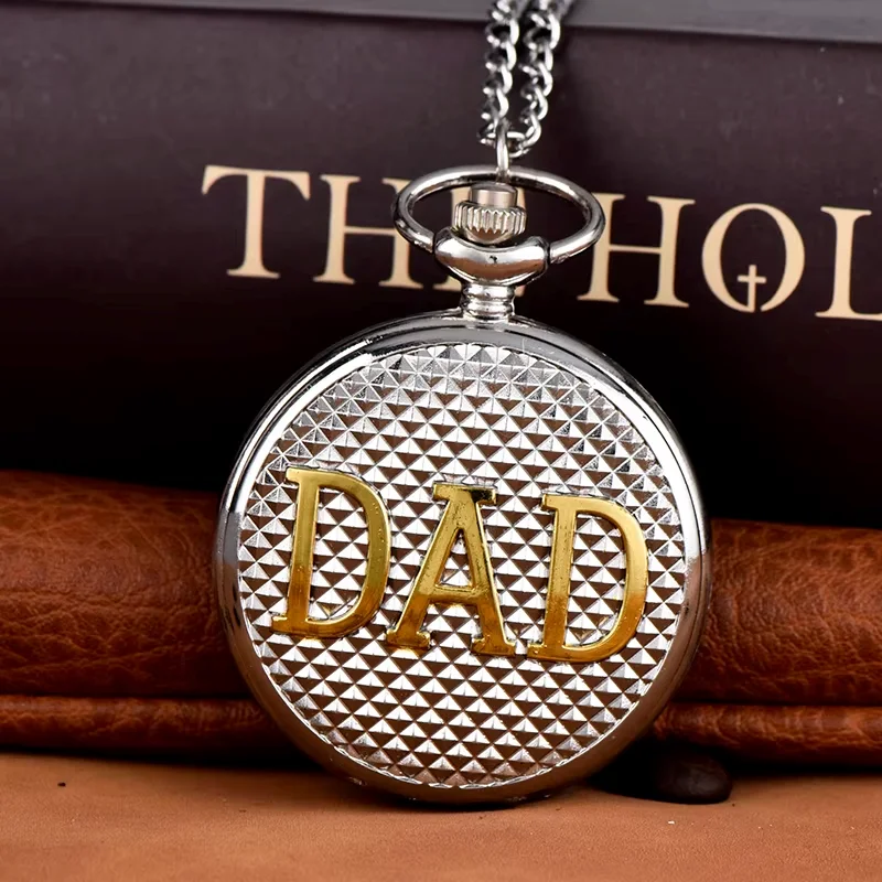 Large room Gold upper case DAD Vintage quartz pocket watch Gold clamshell alloy pocket watch