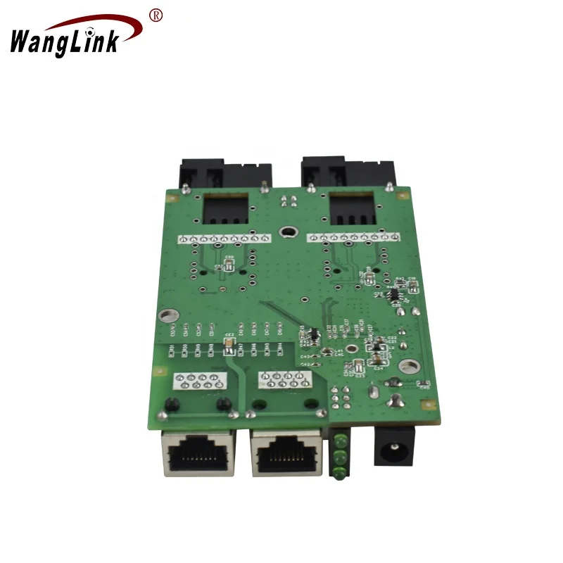 Wanglink Gigabit Media Converter Single Mode 2 RJ45 UTP and 2 SC fiber Port 3KM PCBA