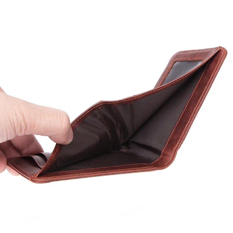 New Casual Genuine Leather Small Wallet For Men Male Slim Purse Man Credit Card Holder Mini Pocket Money Bag 4 Colors