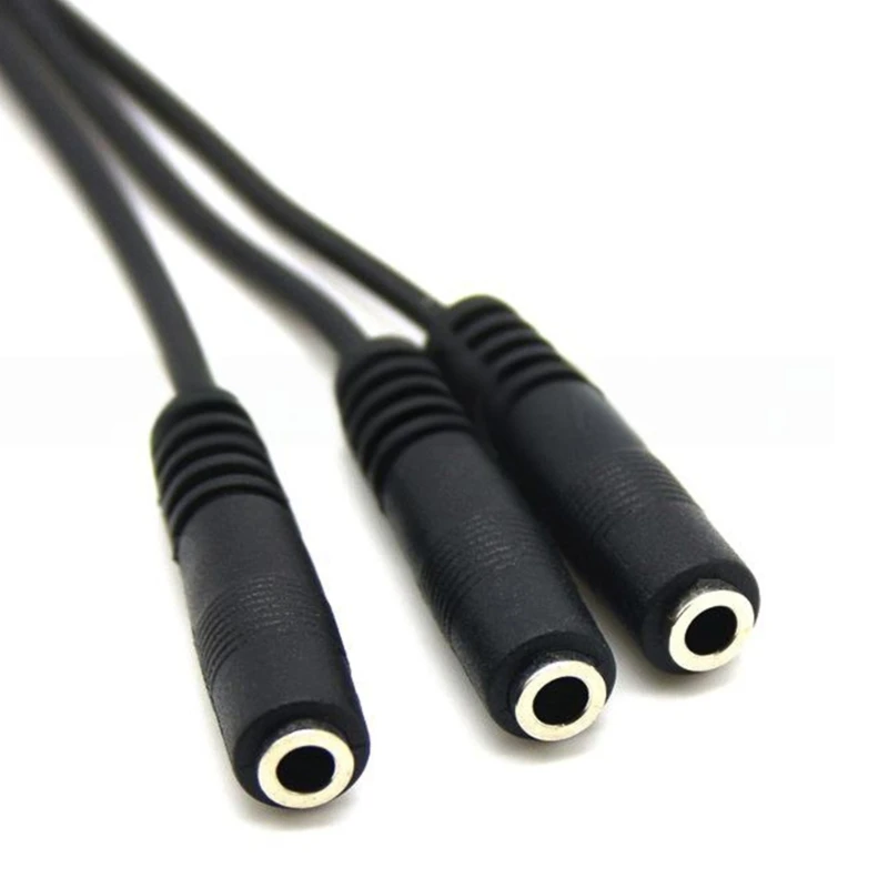 3.5mm Male to Three Female Stereo Cord Extension Cable Microphones Wire Line for Smartphones and Tablets