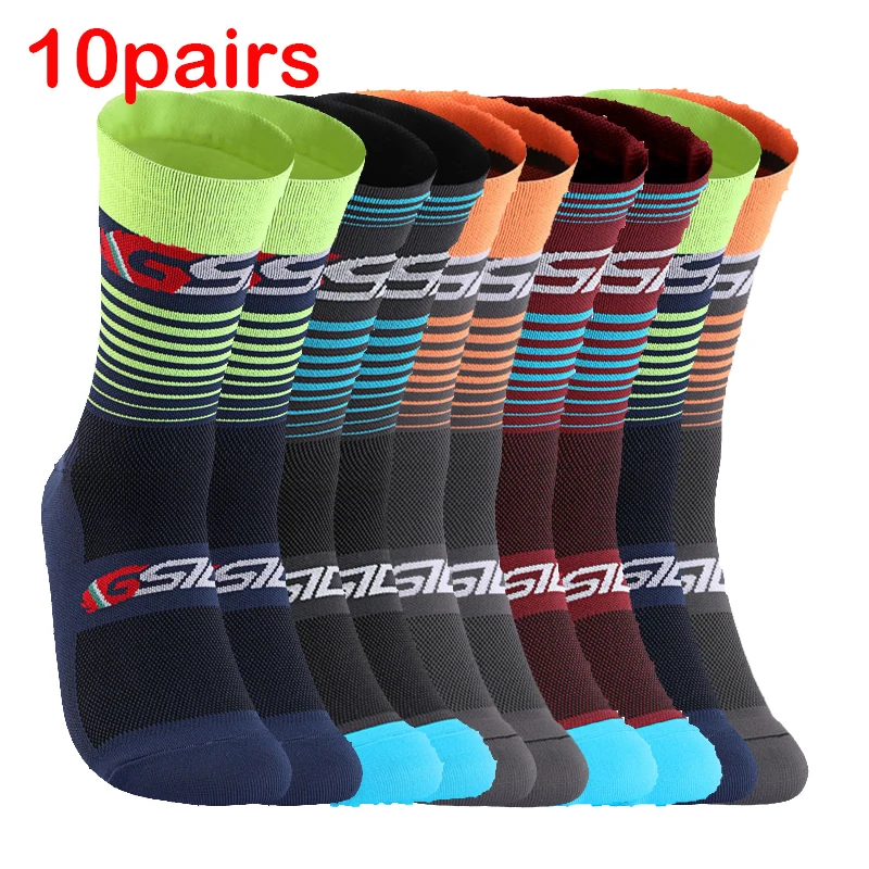 10 pairs Professional Cycling Socks Breathable Road Bicycle Socks Men Women Outdoor Sports Racing Sport Socks High Quality