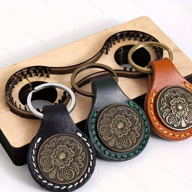 Matrice de découpe en cuir pour porte-clés, moule de découpe en bois, outil de poinçonnage pour le travail du cuir DIY, pour machine à découper à la règle en acier