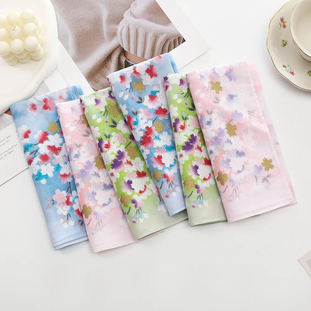 3/6 pezzi fazzoletto stampato in puro cotone da donna salviette assorbenti giapponesi di alta qualità regalo di nozze 43 cm