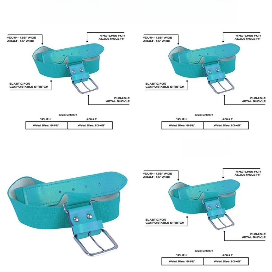 

Adjustable Baseball Belt & Softball Belt Sizes for Adults, fits waist sizes 30-46", Marlin Teal
