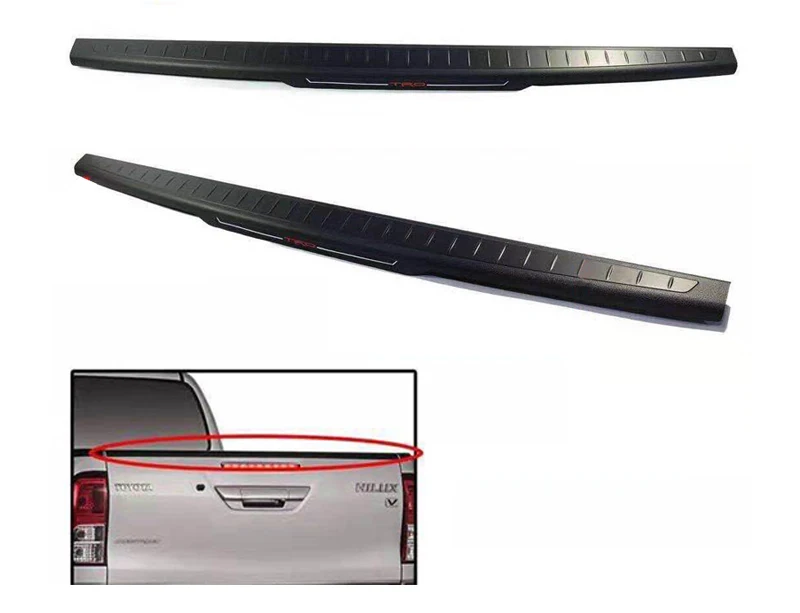 Stainless Steel And ABS Plastic Material Rear Rail Guard Bed Liner Strip For Hilux Revo Rocco