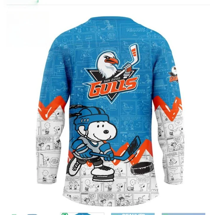 Potdemiel Brand Ice Hockey Jersey Snoopy Themed Spring and Autumn Oversized Long Sleeved T-shirt for Adult Family Matching2026